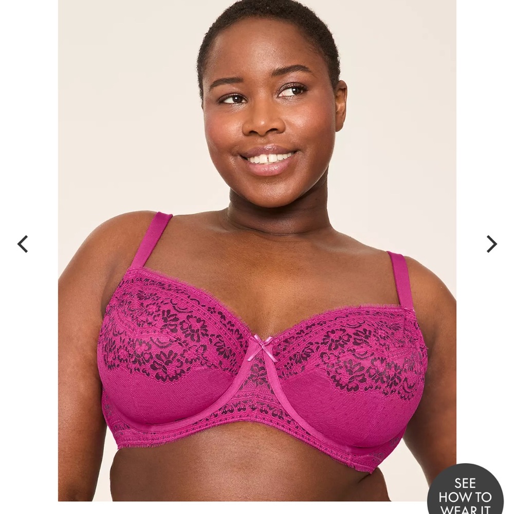 NWT Lane Bryant 40k Lace Underwire Bra - Pink